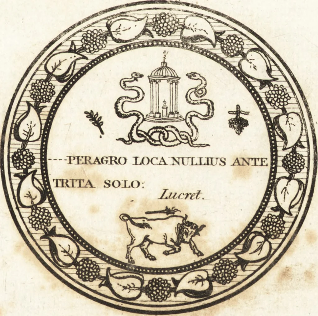 An illustration from Recherches sur l'origine, l'esprit et les progrès des arts de la Grèce : sur leur connexion avec les arts et la religion de plus anciens peuples connus : sur les monumens antiques de l'Inde, de la Perse, du reste de l'Asie, de l'Europe et de l'Égypte, 1785, leaf 6