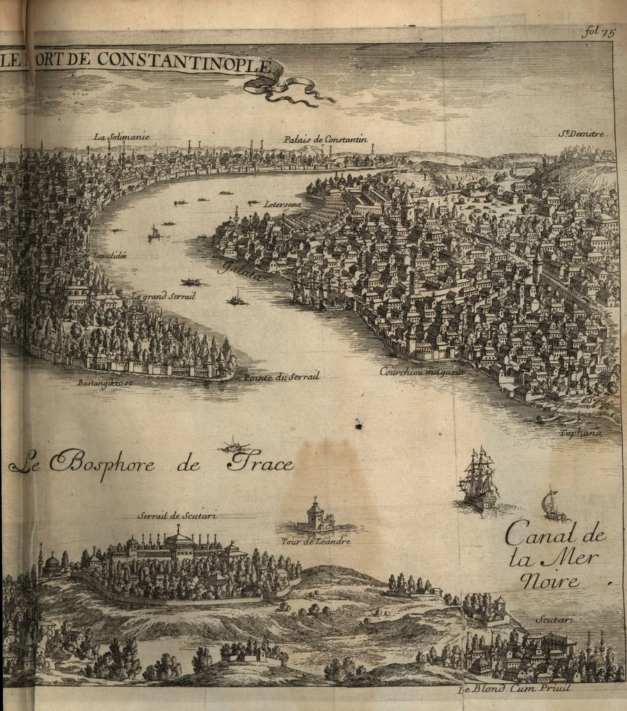 An illustration from Relation nouvelle d'un voyage de Constantinople : enrichie de plans levez par l'auteur sur les lieux, & des figures de tout ce qu'il y a de plus remarquable dans cette ville, 1680, leaf 94