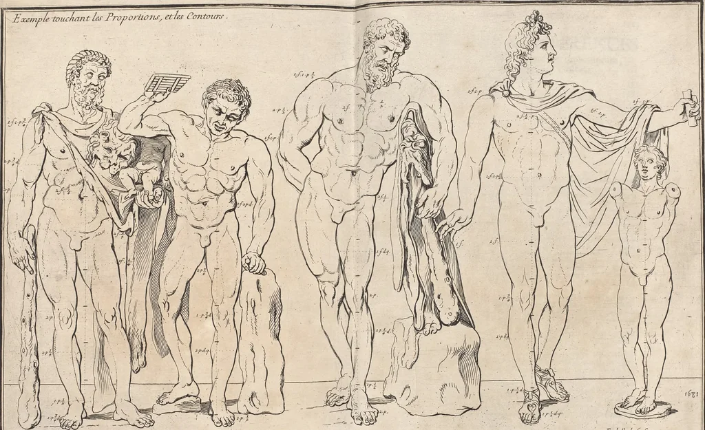 An illustration from Sentimens des plus habiles peintres du tems, sur la pratique de la peinture et sculpture : recueillis & mis en tables de preceptes, avec six discours academiques, extraits des conferences tenuës en l'Academie Royale desdits arts ... par Henry Testelin, peintre du roi, professeur & secretaire en ladite Academie, 1680, leaf 35