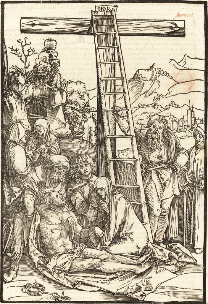An illustration from Speculum passionis Domini Nostri Ihesu Christi : in quo relucẽt hec omnia singulariter vere & absolute, puta omnis p[er]fectio yerarchie, omniũ fidelium beatitudo, omnes virtutes, dona, fructus, et spiritualiũ bonorũ omnium efficacia, quod in fine prime partis huius speculi manifestissime cõprobat̃, 1507, leaf 130