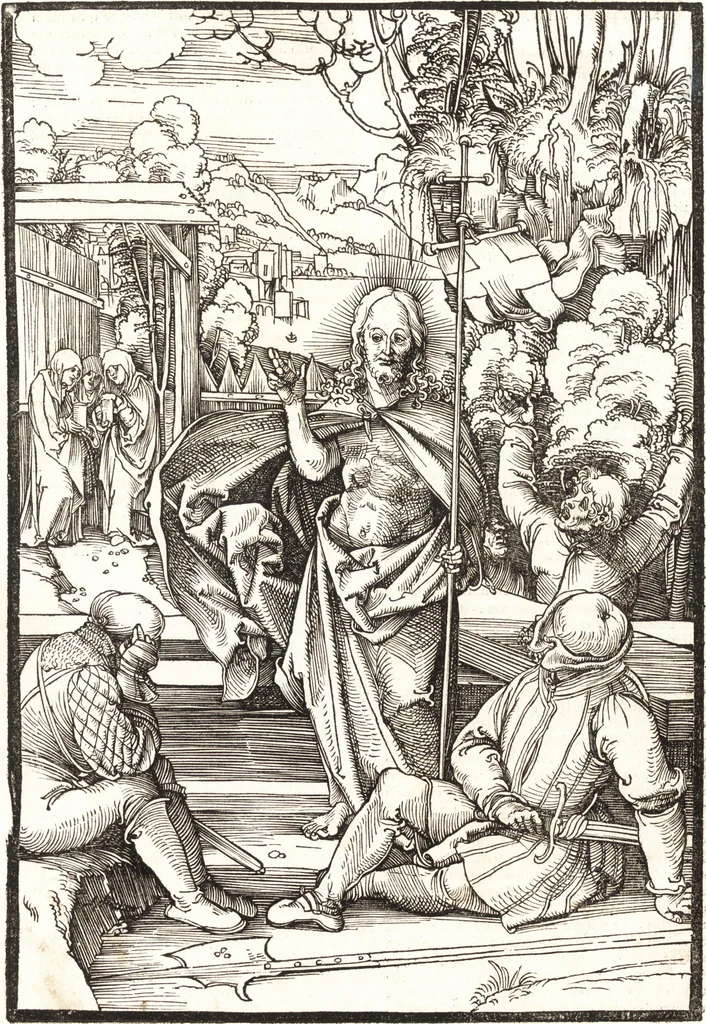 An illustration from Speculum passionis Domini Nostri Ihesu Christi : in quo relucẽt hec omnia singulariter vere & absolute, puta omnis p[er]fectio yerarchie, omniũ fidelium beatitudo, omnes virtutes, dona, fructus, et spiritualiũ bonorũ omnium efficacia, quod in fine prime partis huius speculi manifestissime cõprobat̃, 1507, leaf 143