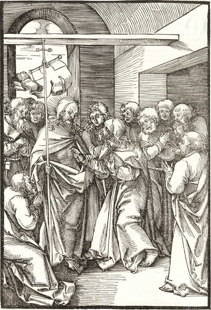 An illustration from Speculum passionis Domini Nostri Ihesu Christi : in quo relucẽt hec omnia singulariter vere & absolute, puta omnis p[er]fectio yerarchie, omniũ fidelium beatitudo, omnes virtutes, dona, fructus, et spiritualiũ bonorũ omnium efficacia, quod in fine prime partis huius speculi manifestissime cõprobat̃, 1507, leaf 149