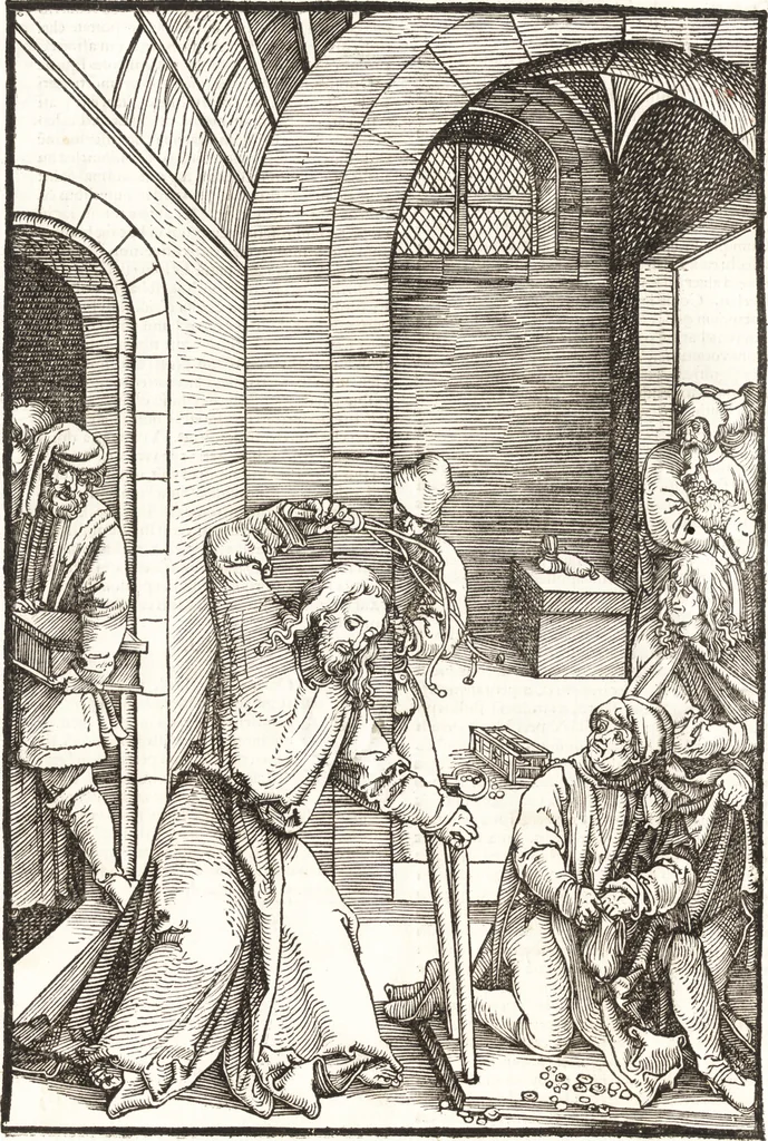 An illustration from Speculum passionis Domini Nostri Ihesu Christi : in quo relucẽt hec omnia singulariter vere & absolute, puta omnis p[er]fectio yerarchie, omniũ fidelium beatitudo, omnes virtutes, dona, fructus, et spiritualiũ bonorũ omnium efficacia, quod in fine prime partis huius speculi manifestissime cõprobat̃, 1507, leaf 41