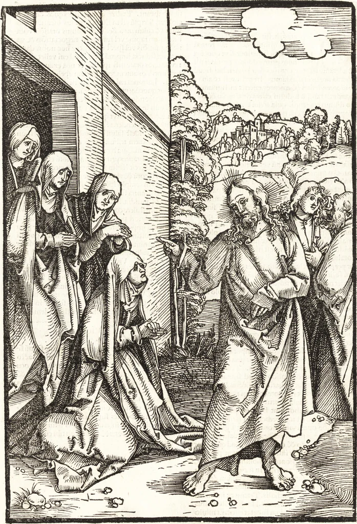 An illustration from Speculum passionis Domini Nostri Ihesu Christi : in quo relucẽt hec omnia singulariter vere & absolute, puta omnis p[er]fectio yerarchie, omniũ fidelium beatitudo, omnes virtutes, dona, fructus, et spiritualiũ bonorũ omnium efficacia, quod in fine prime partis huius speculi manifestissime cõprobat̃, 1507, leaf 43