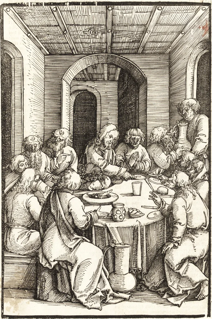 An illustration from Speculum passionis Domini Nostri Ihesu Christi : in quo relucẽt hec omnia singulariter vere & absolute, puta omnis p[er]fectio yerarchie, omniũ fidelium beatitudo, omnes virtutes, dona, fructus, et spiritualiũ bonorũ omnium efficacia, quod in fine prime partis huius speculi manifestissime cõprobat̃, 1507, leaf 45