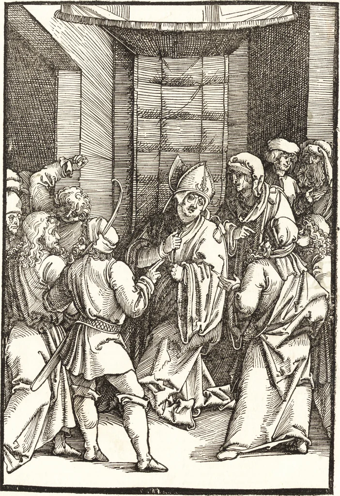 An illustration from Speculum passionis Domini Nostri Ihesu Christi : in quo relucẽt hec omnia singulariter vere & absolute, puta omnis p[er]fectio yerarchie, omniũ fidelium beatitudo, omnes virtutes, dona, fructus, et spiritualiũ bonorũ omnium efficacia, quod in fine prime partis huius speculi manifestissime cõprobat̃, 1507, leaf 67