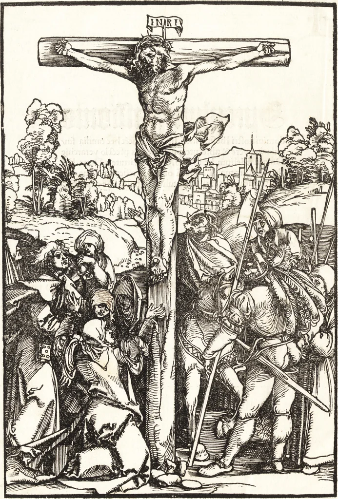 An illustration from Speculum passionis Domini Nostri Ihesu Christi : in quo relucẽt hec omnia singulariter vere & absolute, puta omnis p[er]fectio yerarchie, omniũ fidelium beatitudo, omnes virtutes, dona, fructus, et spiritualiũ bonorũ omnium efficacia, quod in fine prime partis huius speculi manifestissime cõprobat̃, 1507, leaf 7