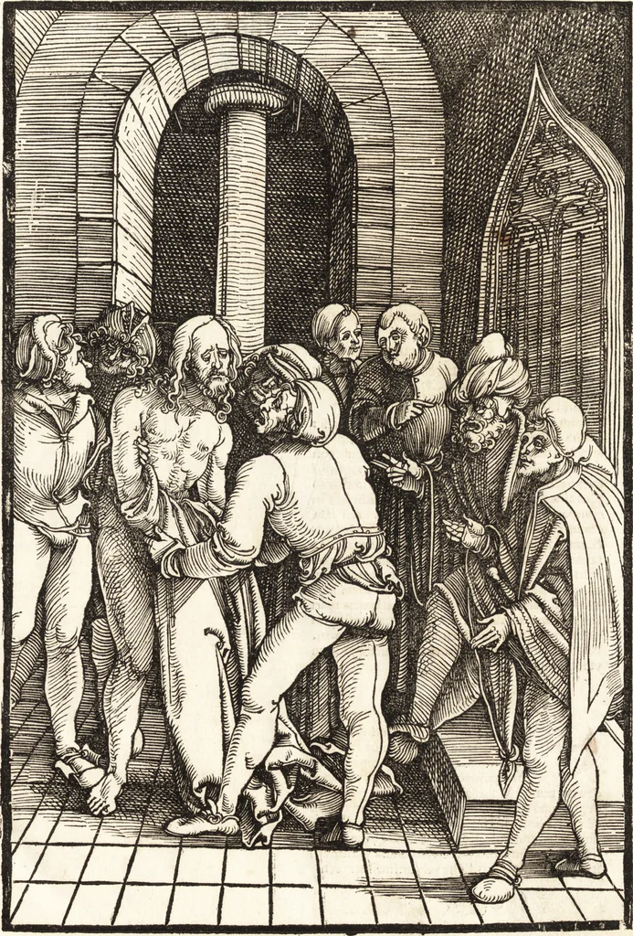 An illustration from Speculum passionis Domini Nostri Ihesu Christi : in quo relucẽt hec omnia singulariter vere & absolute, puta omnis p[er]fectio yerarchie, omniũ fidelium beatitudo, omnes virtutes, dona, fructus, et spiritualiũ bonorũ omnium efficacia, quod in fine prime partis huius speculi manifestissime cõprobat̃, 1507, leaf 88
