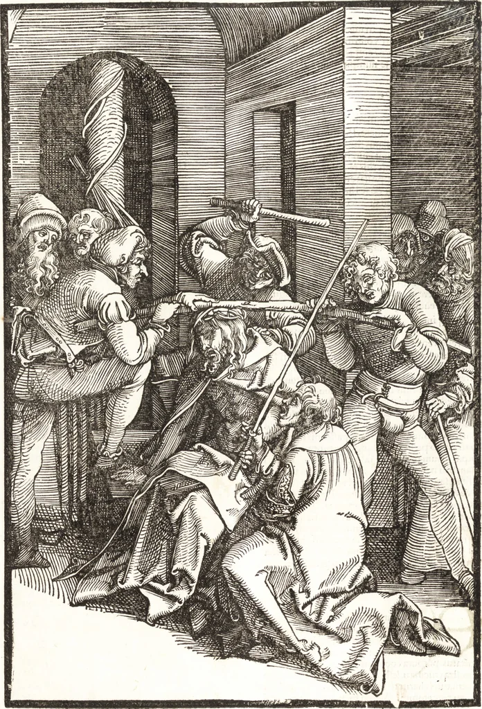 An illustration from Speculum passionis Domini Nostri Ihesu Christi : in quo relucẽt hec omnia singulariter vere & absolute, puta omnis p[er]fectio yerarchie, omniũ fidelium beatitudo, omnes virtutes, dona, fructus, et spiritualiũ bonorũ omnium efficacia, quod in fine prime partis huius speculi manifestissime cõprobat̃, 1507, leaf 93