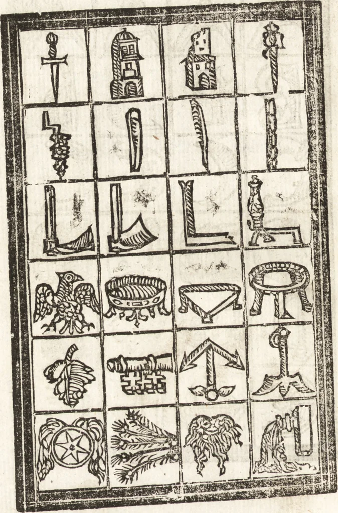 An illustration from Thesavrvs artificiosae memoriae : concionatoribus, philosophis, medicis, iuristis, oratoribus, procuratoribus, caeterisq; bonarum litterarum amatoribus, negociatoribus insuper alijsq; similibus, tenacem ac firmam rerum memoriam cupientibus, perutilis : ac omnes sui amatores & possessores valde locupletans, insimulq; decorant : cum rerum c[ae]lestium atq; terrestrium tenax, ac tutum scrinium esse possit, 1579, leaf 235