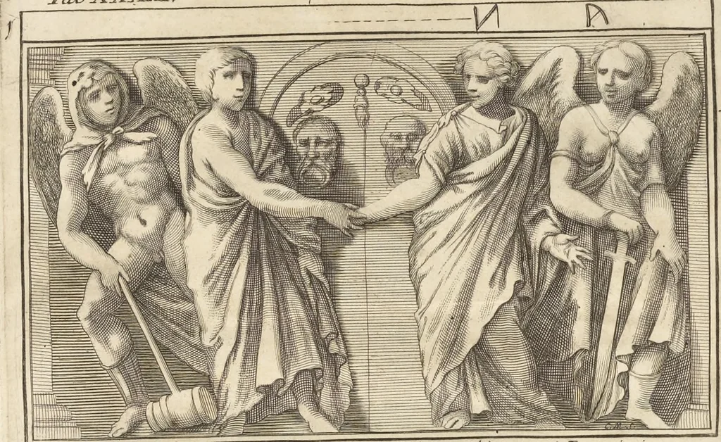 An illustration from Thomae Dempsteri a muresk Scoti pandectarum in Pisano Lyceo professoris ordinarii De Etruria regali libri septem : opus postumum in duas partes divisum, 1723, leaf 454