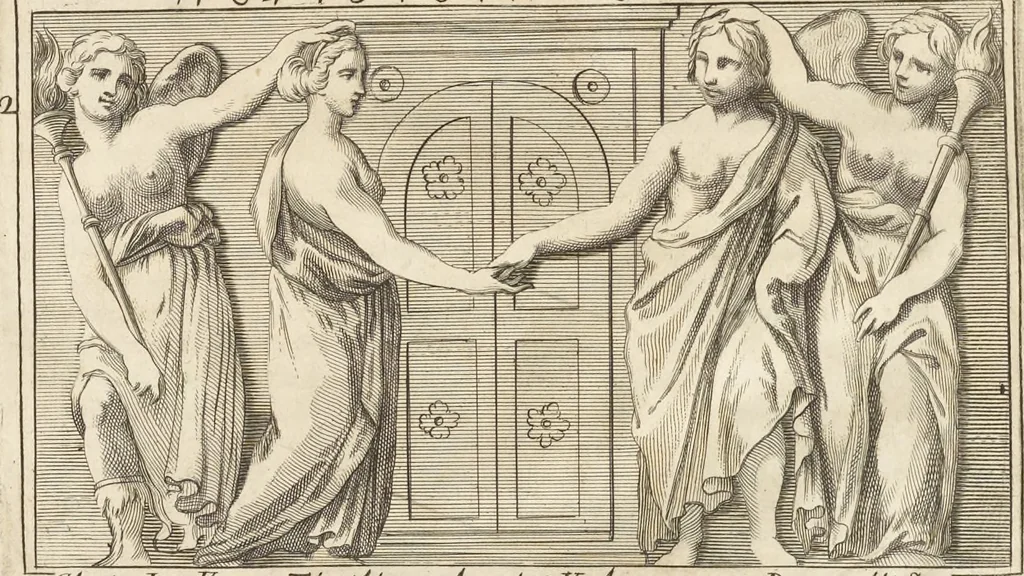 An illustration from Thomae Dempsteri a muresk Scoti pandectarum in Pisano Lyceo professoris ordinarii De Etruria regali libri septem : opus postumum in duas partes divisum, 1723, leaf 454