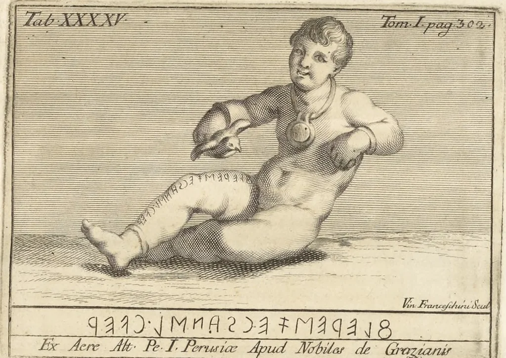 An illustration from Thomae Dempsteri a muresk Scoti pandectarum in Pisano Lyceo professoris ordinarii De Etruria regali libri septem : opus postumum in duas partes divisum, 1723, leaf 460