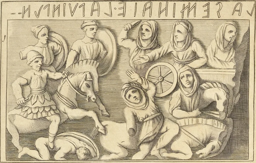 An illustration from Thomae Dempsteri a muresk Scoti pandectarum in Pisano Lyceo professoris ordinarii De Etruria regali libri septem : opus postumum in duas partes divisum, 1723, leaf 597