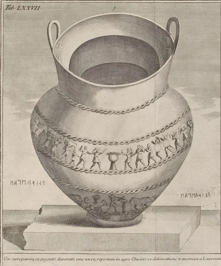 An illustration from Thomae Dempsteri a muresk Scoti pandectarum in Pisano Lyceo professoris ordinarii De Etruria regali libri septem : opus postumum in duas partes divisum, 1723, leaf 685