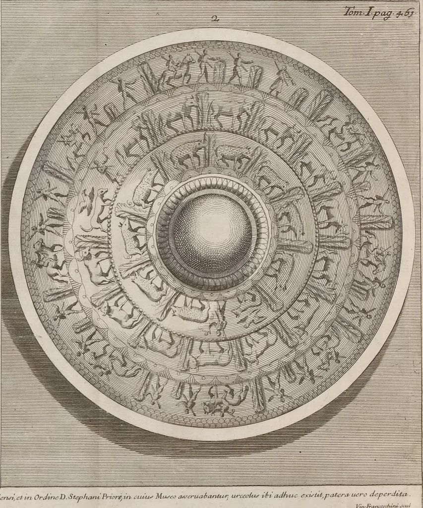 An illustration from Thomae Dempsteri a muresk Scoti pandectarum in Pisano Lyceo professoris ordinarii De Etruria regali libri septem : opus postumum in duas partes divisum, 1723, leaf 685