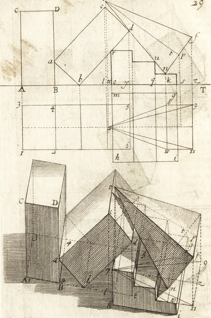 An illustration from Traité des pratiques geometrales et perspectives : enseignées dans l'Academie royale de la peinture et sculpture, 1665, leaf 131