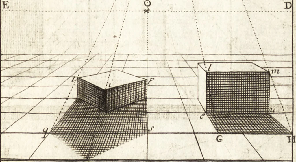 An illustration from Traité des pratiques geometrales et perspectives : enseignées dans l'Academie royale de la peinture et sculpture, 1665, leaf 150