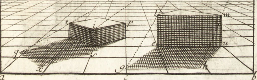 An illustration from Traité des pratiques geometrales et perspectives : enseignées dans l'Academie royale de la peinture et sculpture, 1665, leaf 150