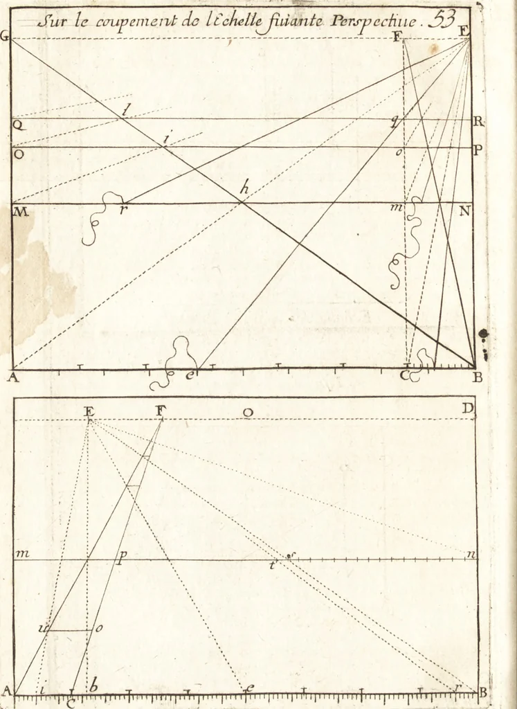 An illustration from Traité des pratiques geometrales et perspectives : enseignées dans l'Academie royale de la peinture et sculpture, 1665, leaf 177