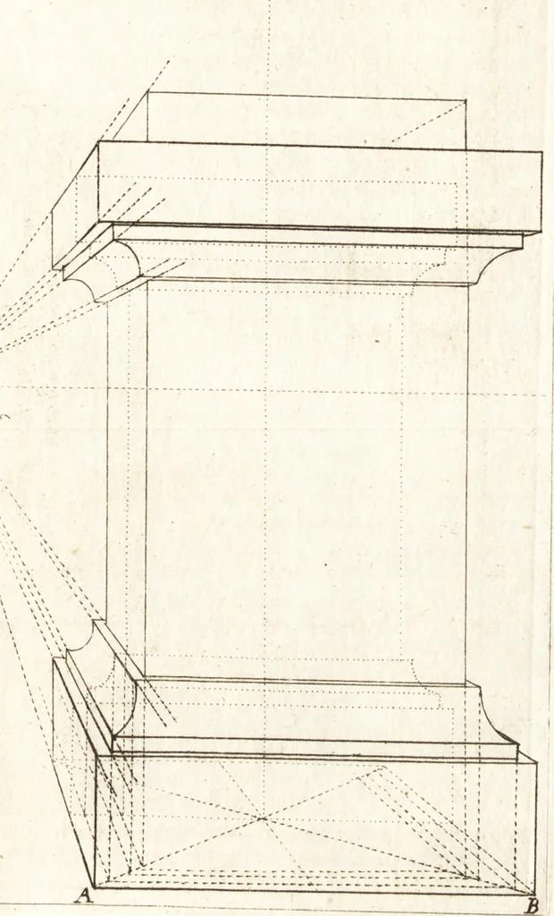 An illustration from Traité des pratiques geometrales et perspectives : enseignées dans l'Academie royale de la peinture et sculpture, 1665, leaf 184