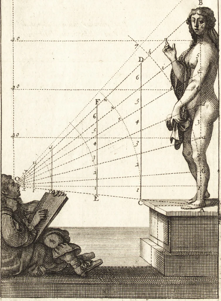 An illustration from Traité des pratiques geometrales et perspectives : enseignées dans l'Academie royale de la peinture et sculpture, 1665, leaf 189