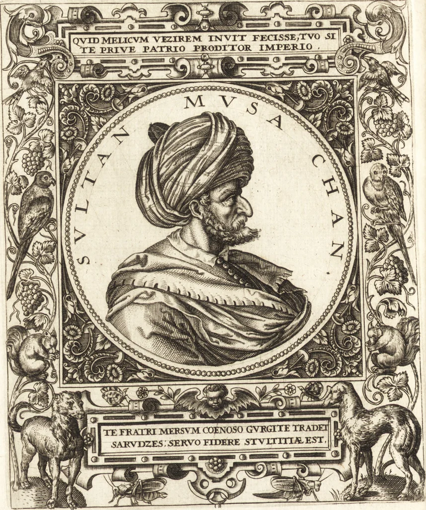 An illustration from Vitae et icones sultanorum Turcicorum, principum Persarum aliorumq[ue] illustrium heroum heroinarumq[ue] ab Osmane usq[ue] ad Mahometem II : ad vivum ex antiquis mettallis effictae, primum ex Co[n]sta[n]tinopoli D. Imp. Ferdina[n]do oblatae nunc descriptae & tetras[t]ichis succinctis illustratae, 1596, leaf 33