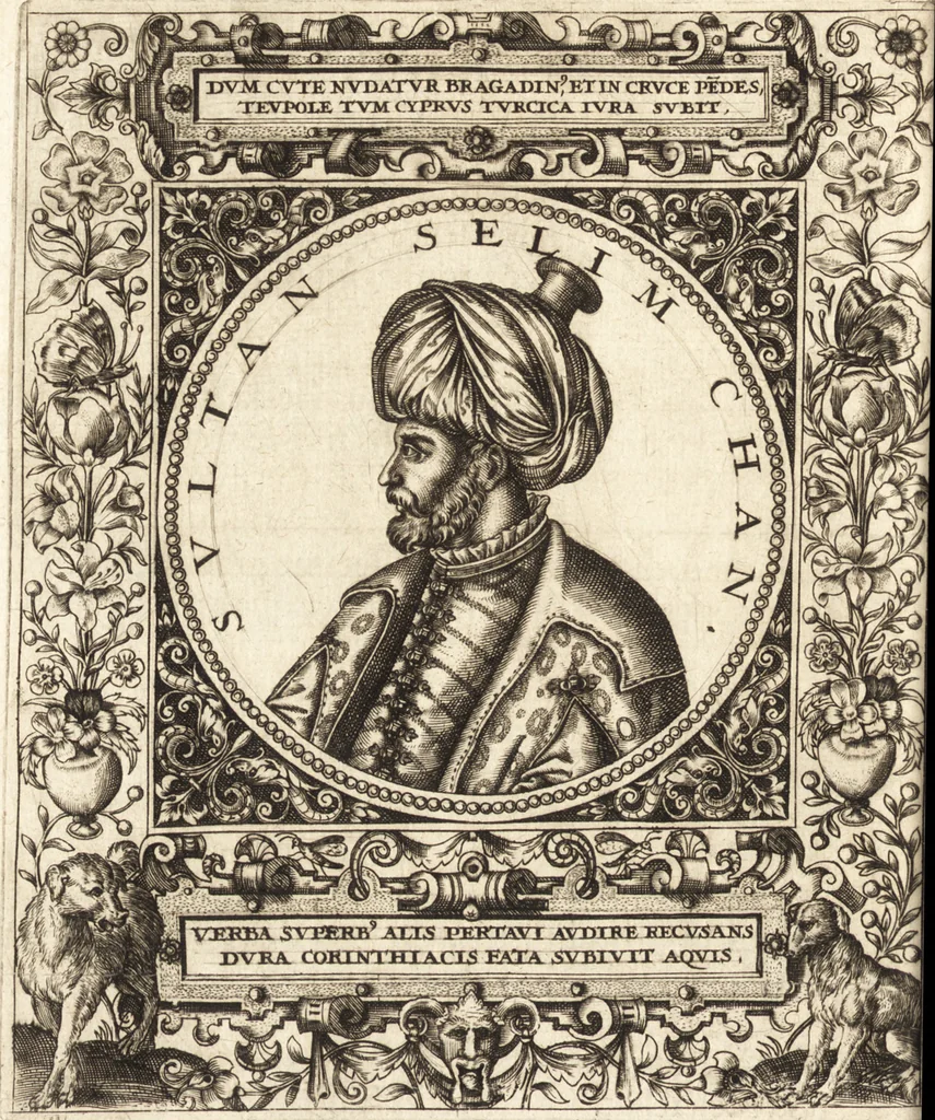 An illustration from Vitae et icones sultanorum Turcicorum, principum Persarum aliorumq[ue] illustrium heroum heroinarumq[ue] ab Osmane usq[ue] ad Mahometem II : ad vivum ex antiquis mettallis effictae, primum ex Co[n]sta[n]tinopoli D. Imp. Ferdina[n]do oblatae nunc descriptae & tetras[t]ichis succinctis illustratae, 1596, leaf 333