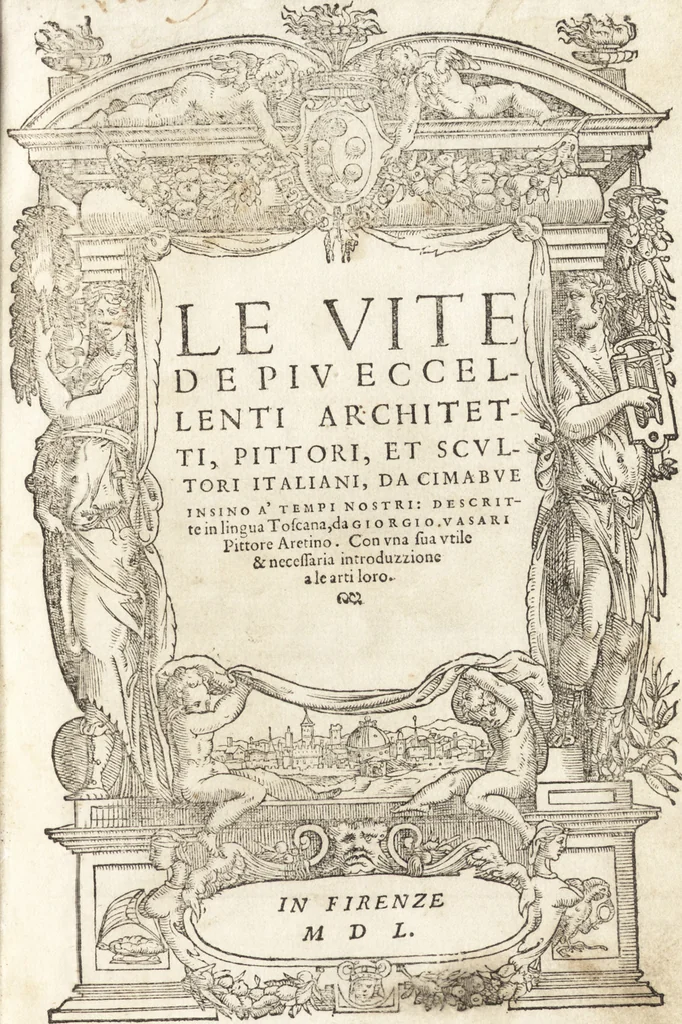 An illustration from Le vite de piv eccellenti architetti, pittori, et scvltori italiani : da Cimabve in sino à tempi nostri, 1550, leaf 4