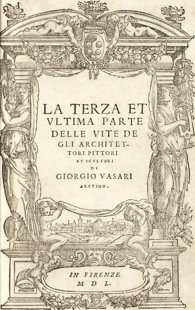 An illustration from Le vite de piv eccellenti architetti, pittori, et scvltori italiani : da Cimabve in sino à tempi nostri, 1550, leaf 4