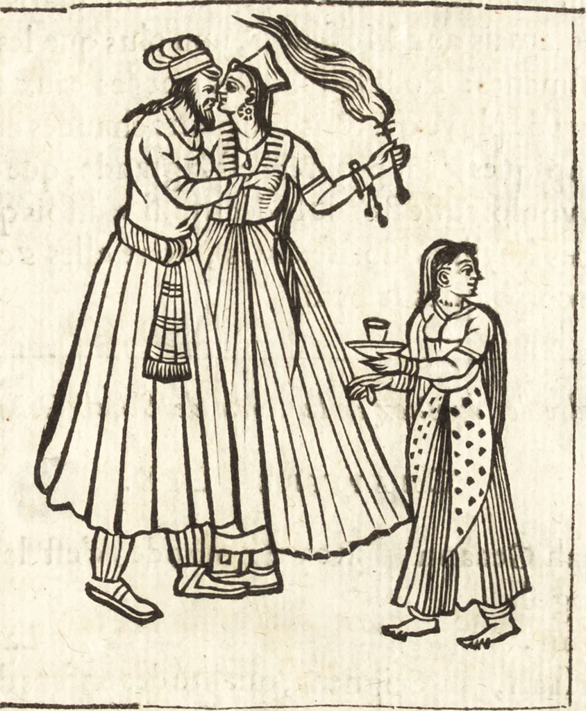 An illustration from Les voyages et obseruations du Sieur de La Boullaye-Le-Gouz, gentil-homme angeuin : où sont décrites les religions, gouuernemens, & situations des estats & royaumes d'Italie, Grece, Natolie, Syrie, Perse, Palestine, Karamenie, Kaldée, Assyrie, grand Mogol, Bijapour, Indes orientales des Portugais, Arabie, Egypte, Holande, grande Bretagne, Irlande, Dannemark, Pologne, isles & autres lieux d'Europe, Asie & Affrique, ou il à seiourné, le tout enrichy de belles figures ; et dedié à l'Eminentissime Cardinal Capponi, 1653, leaf 154