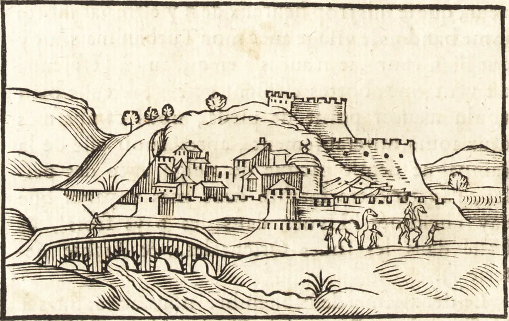 An illustration from Les voyages et obseruations du Sieur de La Boullaye-Le-Gouz, gentil-homme angeuin : où sont décrites les religions, gouuernemens, & situations des estats & royaumes d'Italie, Grece, Natolie, Syrie, Perse, Palestine, Karamenie, Kaldée, Assyrie, grand Mogol, Bijapour, Indes orientales des Portugais, Arabie, Egypte, Holande, grande Bretagne, Irlande, Dannemark, Pologne, isles & autres lieux d'Europe, Asie & Affrique, ou il à seiourné, le tout enrichy de belles figures ; et dedié à l'Eminentissime Cardinal Capponi, 1653, leaf 95