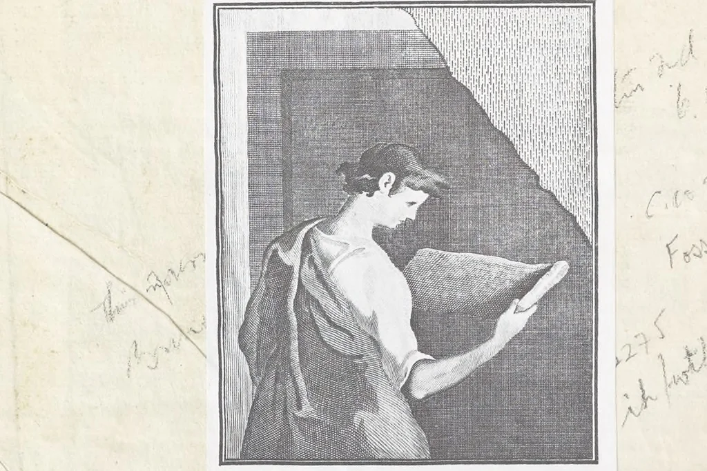 An illustration from Vrbis Romae topographia : nvper ab ipso avctore nonnvllis erroribvs svblatis emandata, addita etiam interpretatione nominum quæ unica litera uel syllaba in antiquis titulis scripta inueniuntur : cvi etiam ab eodem adiectae svnt qvam breuissimæ obseruationes de prænomine, nomine, & cognomine de quibus etsi multi multa scripsere nemo tamen hactenus rei ueritatem attigisse videtur, 1544, leaf 1