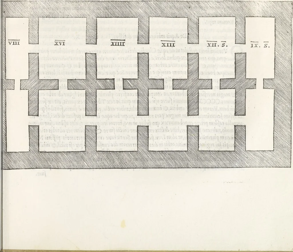 An illustration from Vrbis Romae topographia : nvper ab ipso avctore nonnvllis erroribvs svblatis emandata, addita etiam interpretatione nominum quæ unica litera uel syllaba in antiquis titulis scripta inueniuntur : cvi etiam ab eodem adiectae svnt qvam breuissimæ obseruationes de prænomine, nomine, & cognomine de quibus etsi multi multa scripsere nemo tamen hactenus rei ueritatem attigisse videtur, 1544, leaf 100