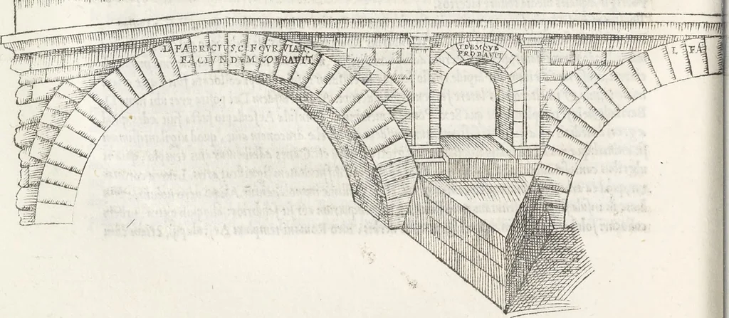 An illustration from Vrbis Romae topographia : nvper ab ipso avctore nonnvllis erroribvs svblatis emandata, addita etiam interpretatione nominum quæ unica litera uel syllaba in antiquis titulis scripta inueniuntur : cvi etiam ab eodem adiectae svnt qvam breuissimæ obseruationes de prænomine, nomine, & cognomine de quibus etsi multi multa scripsere nemo tamen hactenus rei ueritatem attigisse videtur, 1544, leaf 137