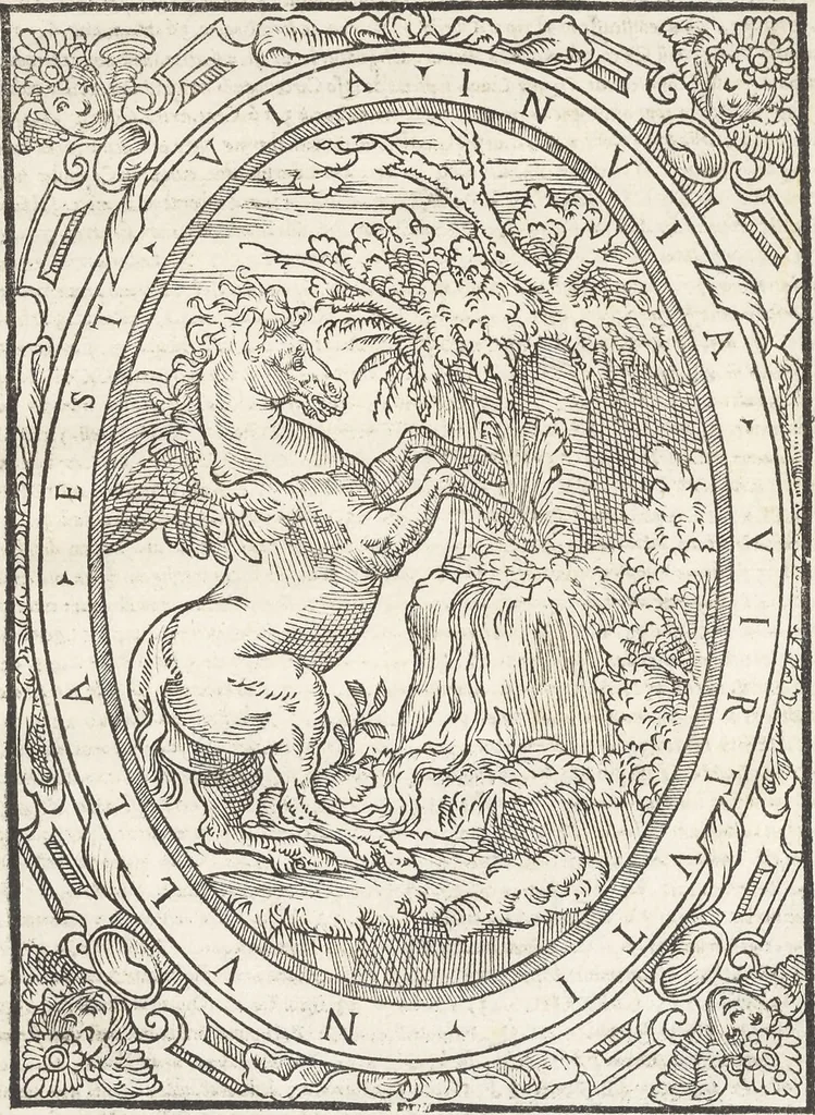 An illustration from Vrbis Romae topographia : nvper ab ipso avctore nonnvllis erroribvs svblatis emandata, addita etiam interpretatione nominum quæ unica litera uel syllaba in antiquis titulis scripta inueniuntur : cvi etiam ab eodem adiectae svnt qvam breuissimæ obseruationes de prænomine, nomine, & cognomine de quibus etsi multi multa scripsere nemo tamen hactenus rei ueritatem attigisse videtur, 1544, leaf 152