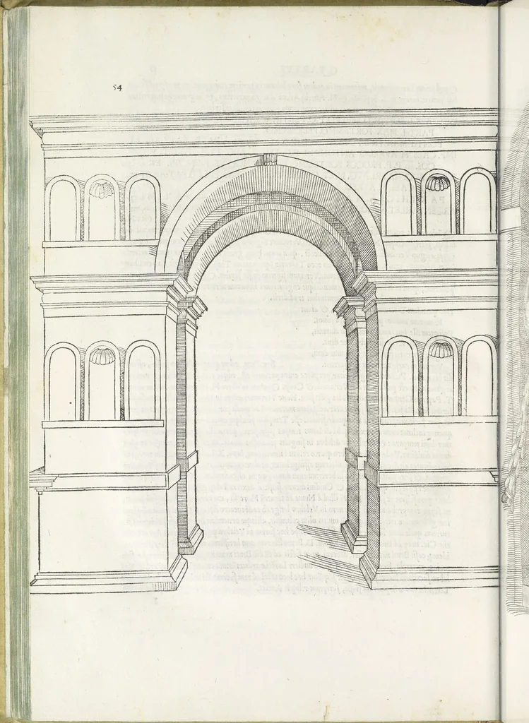An illustration from Vrbis Romae topographia : nvper ab ipso avctore nonnvllis erroribvs svblatis emandata, addita etiam interpretatione nominum quæ unica litera uel syllaba in antiquis titulis scripta inueniuntur : cvi etiam ab eodem adiectae svnt qvam breuissimæ obseruationes de prænomine, nomine, & cognomine de quibus etsi multi multa scripsere nemo tamen hactenus rei ueritatem attigisse videtur, 1544, leaf 83