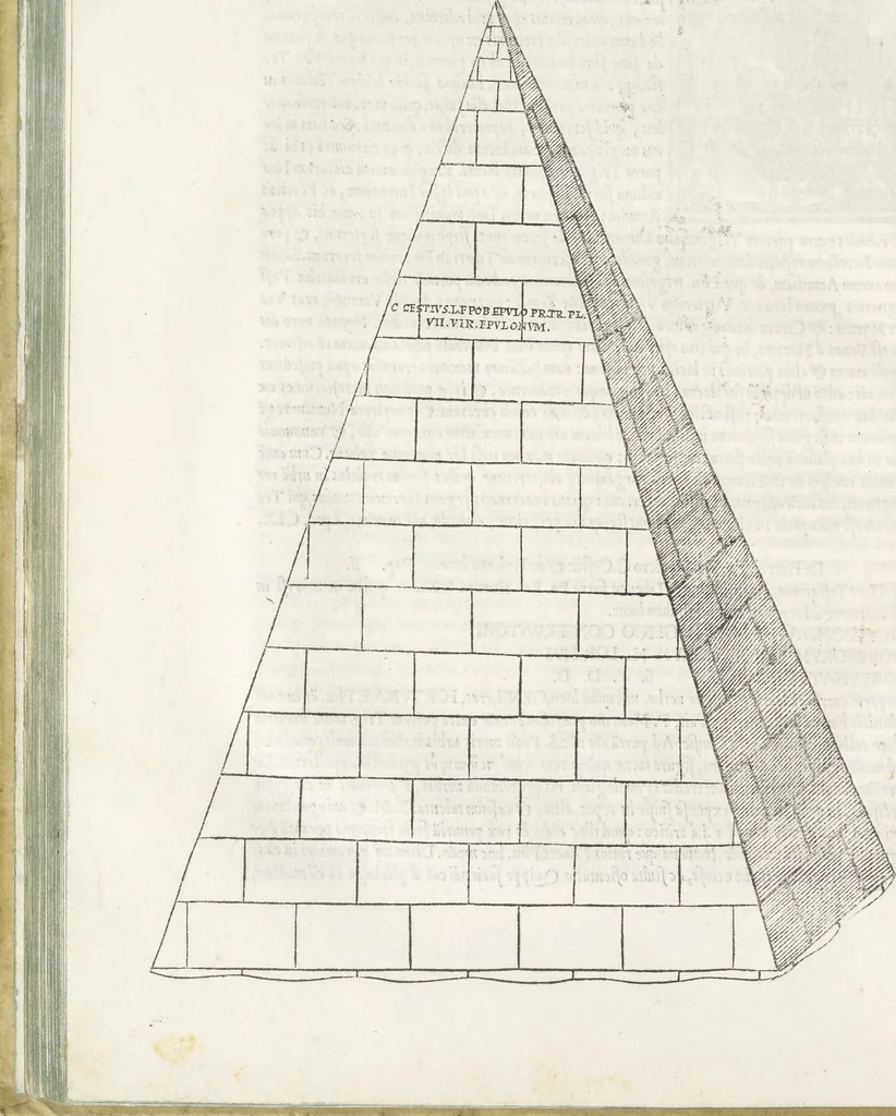An illustration from Vrbis Romae topographia : nvper ab ipso avctore nonnvllis erroribvs svblatis emandata, addita etiam interpretatione nominum quæ unica litera uel syllaba in antiquis titulis scripta inueniuntur : cvi etiam ab eodem adiectae svnt qvam breuissimæ obseruationes de prænomine, nomine, & cognomine de quibus etsi multi multa scripsere nemo tamen hactenus rei ueritatem attigisse videtur, 1544, leaf 93