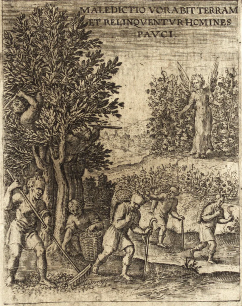 An illustration from Zodiacus Christianus, das ist Christelicher Himmelcirckel, oder, zwölff Zeichen bey welche[n] ein ieder Christ erkenne[n] vnd schliessen kan, ob er von Gott zum ewigen Leben fürsehen vnd erwölet oder nicht : sampt XII schöne[n] Figuren, durch welche bemelte Zeiche[n] für Augen gestelt werden, 1624, leaf 327