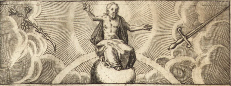 An illustration from Zodiacus Christianus, das ist Christelicher Himmelcirckel, oder, zwölff Zeichen bey welche[n] ein ieder Christ erkenne[n] vnd schliessen kan, ob er von Gott zum ewigen Leben fürsehen vnd erwölet oder nicht : sampt XII schöne[n] Figuren, durch welche bemelte Zeiche[n] für Augen gestelt werden, 1624, leaf 4
