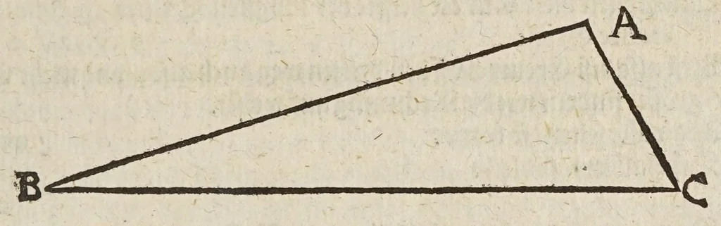An illustration from Gründtlicher Bericht vom Feldmessen, wie man allerley Felder, Wiesen, Wälde, vnd andere Ort, durch wahren geometrischen Grund abmessen vnd Erkundigen solle : darinnen sonderlich die grosse Irrthumben, so bisshero in dieser Kunst vorgangen, eröffnet vnd verbessert werden : dessgleichen von dem Marscheiden, Bergwercken, Wasserwagen, vnd andern herrlichen Erfindungen nutzlicher Bericht., 1615, leaf 107