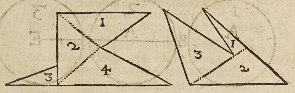 An illustration from Gründtlicher Bericht vom Feldmessen, wie man allerley Felder, Wiesen, Wälde, vnd andere Ort, durch wahren geometrischen Grund abmessen vnd Erkundigen solle : darinnen sonderlich die grosse Irrthumben, so bisshero in dieser Kunst vorgangen, eröffnet vnd verbessert werden : dessgleichen von dem Marscheiden, Bergwercken, Wasserwagen, vnd andern herrlichen Erfindungen nutzlicher Bericht., 1615, leaf 127