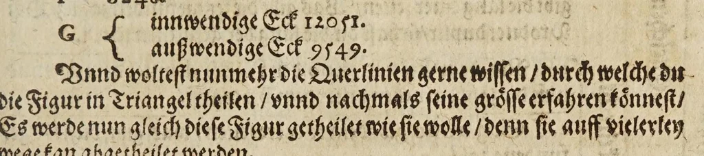 An illustration from Gründtlicher Bericht vom Feldmessen, wie man allerley Felder, Wiesen, Wälde, vnd andere Ort, durch wahren geometrischen Grund abmessen vnd Erkundigen solle : darinnen sonderlich die grosse Irrthumben, so bisshero in dieser Kunst vorgangen, eröffnet vnd verbessert werden : dessgleichen von dem Marscheiden, Bergwercken, Wasserwagen, vnd andern herrlichen Erfindungen nutzlicher Bericht., 1615, leaf 171