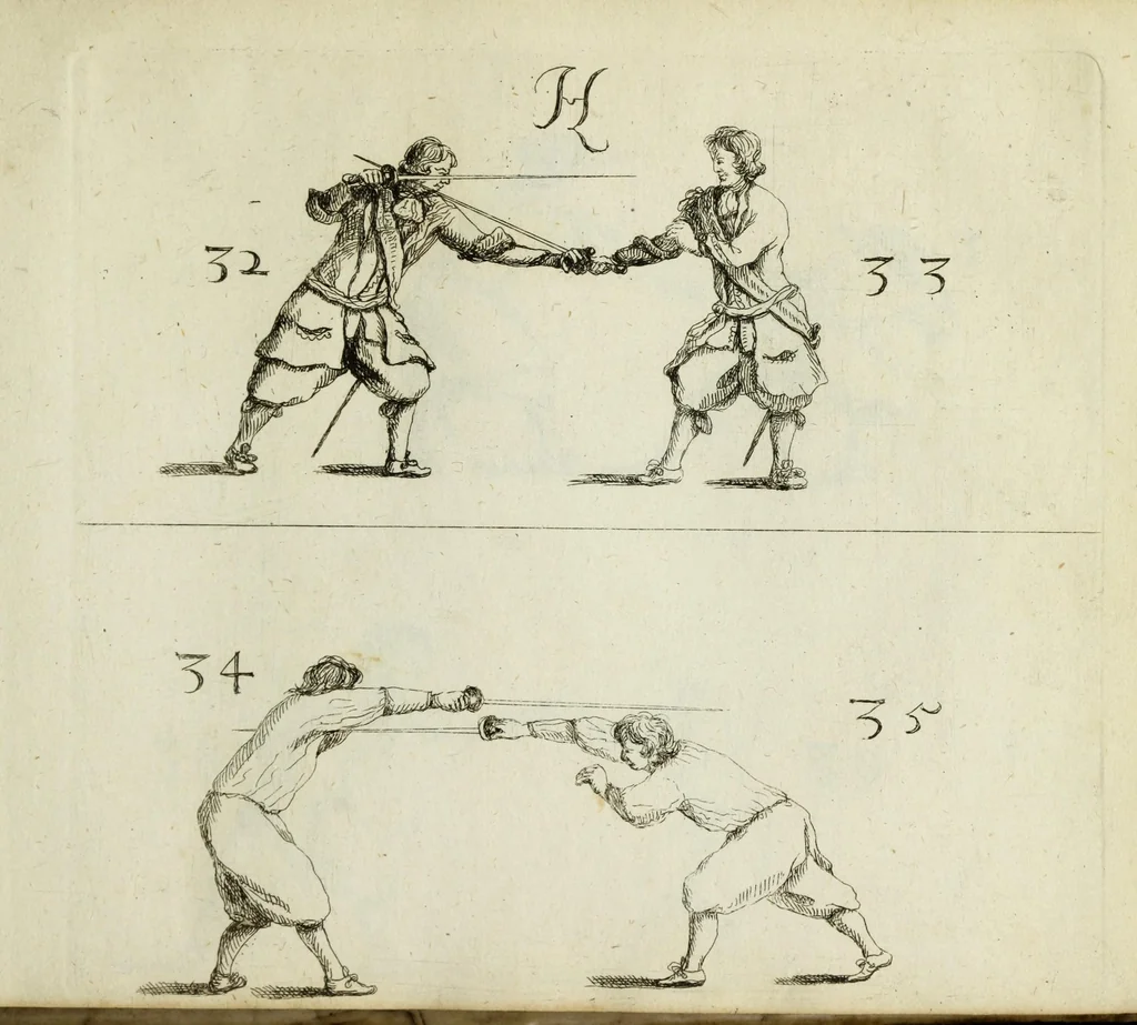 An illustration from Grondige beschryvinge van de edele ende ridderlijcke scherm- ofte wapen-konste : noyt diergelijcke in dese nederduytse tale in den druck uytgegaen, met veele schoone kopere figueren verciert, 1676, leaf 197