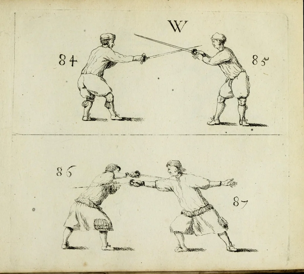 An illustration from Grondige beschryvinge van de edele ende ridderlijcke scherm- ofte wapen-konste : noyt diergelijcke in dese nederduytse tale in den druck uytgegaen, met veele schoone kopere figueren verciert, 1676, leaf 223