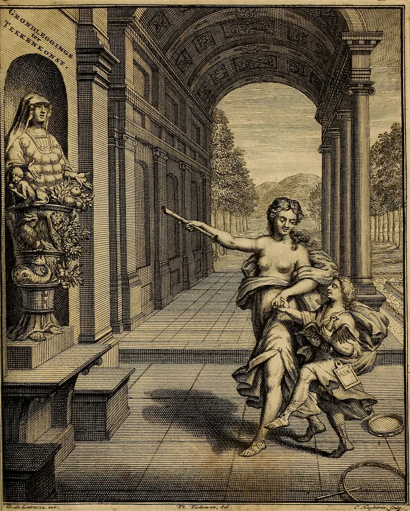 An illustration from Grondlegginge ter teekenkonst : zynde een korte en zeekere weg om door middel van de geometrie of meetkunde, de teeken-konst volkomen te leeren, 1701, leaf 6