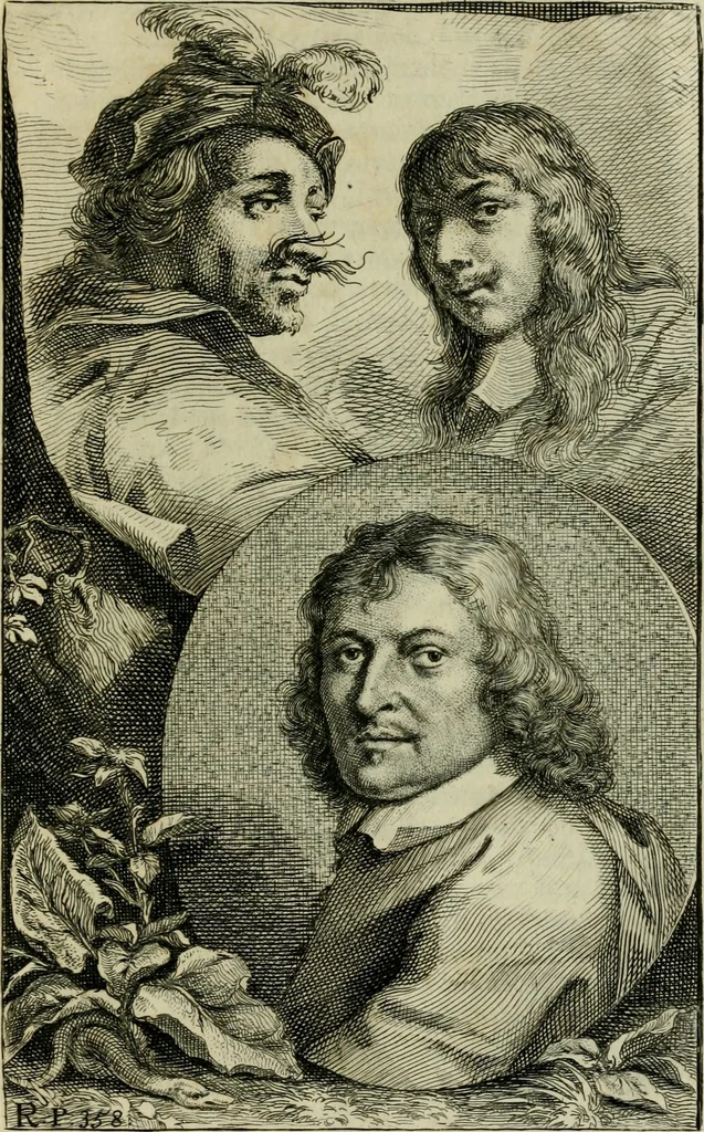 An illustration from De groote schouburgh der Nederlantsche konstschilders en schilderessen : waar van 'er veele met hunne beeltenissen ten tooneel verschynen, en hun levensgedrag en konstwerken beschreven worden: zynde een vervolg op het Schilderboek van K. v. Mander ..., 1753, leaf 414