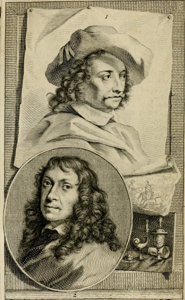 An illustration from De groote schouburgh der Nederlantsche konstschilders en schilderessen : waar van 'er veele met hunne beeltenissen ten tooneel verschynen, en hun levensgedrag en konstwerken beschreven worden: zynde een vervolg op het Schilderboek van K. v. Mander ..., 1753, leaf 223