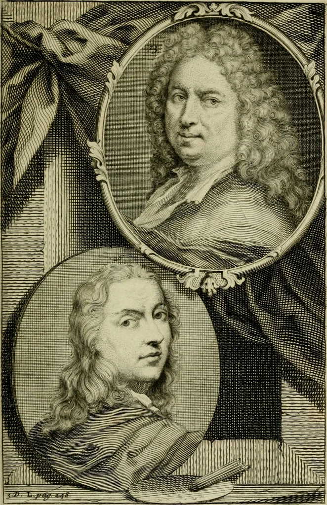 An illustration from De groote schouburgh der Nederlantsche konstschilders en schilderessen : waar van 'er veele met hunne beeltenissen ten tooneel verschynen, en hun levensgedrag en konstwerken beschreven worden: zynde een vervolg op het Schilderboek van K. v. Mander ..., 1753, leaf 278