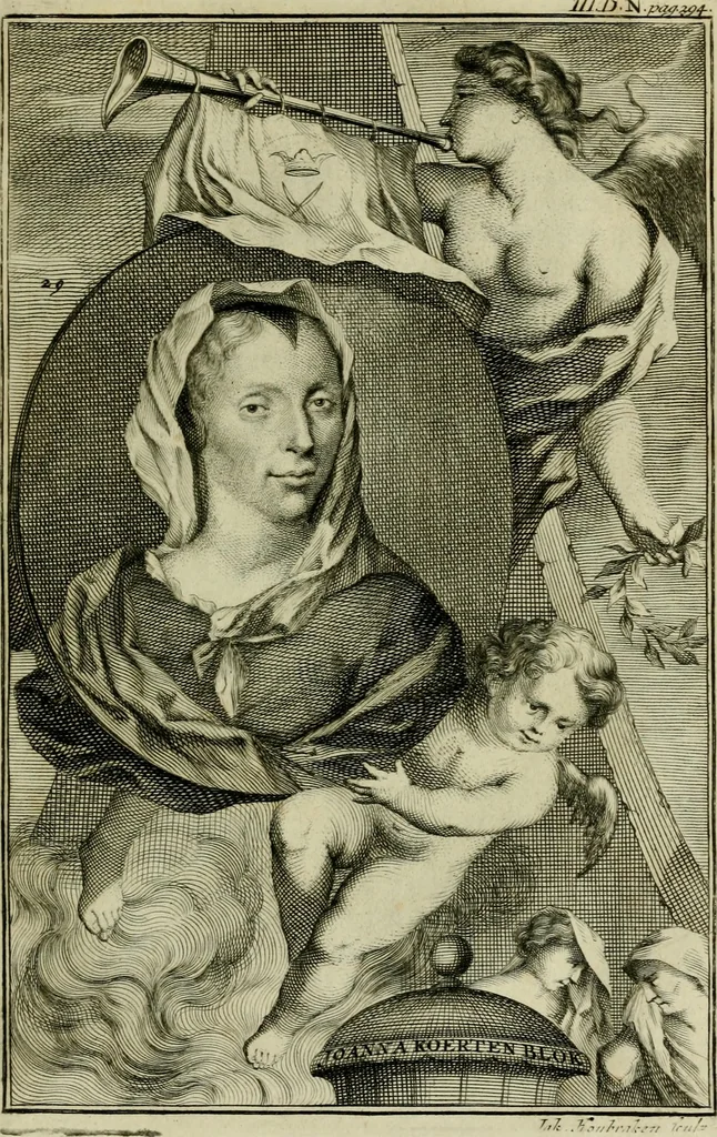An illustration from De groote schouburgh der Nederlantsche konstschilders en schilderessen : waar van 'er veele met hunne beeltenissen ten tooneel verschynen, en hun levensgedrag en konstwerken beschreven worden: zynde een vervolg op het Schilderboek van K. v. Mander ..., 1753, leaf 328